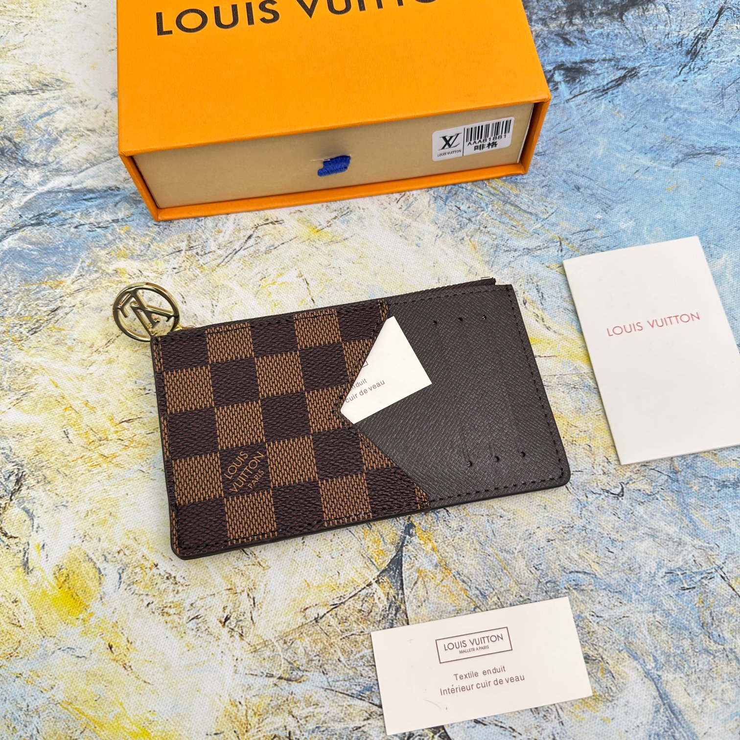 Front view of a premium leather card holder