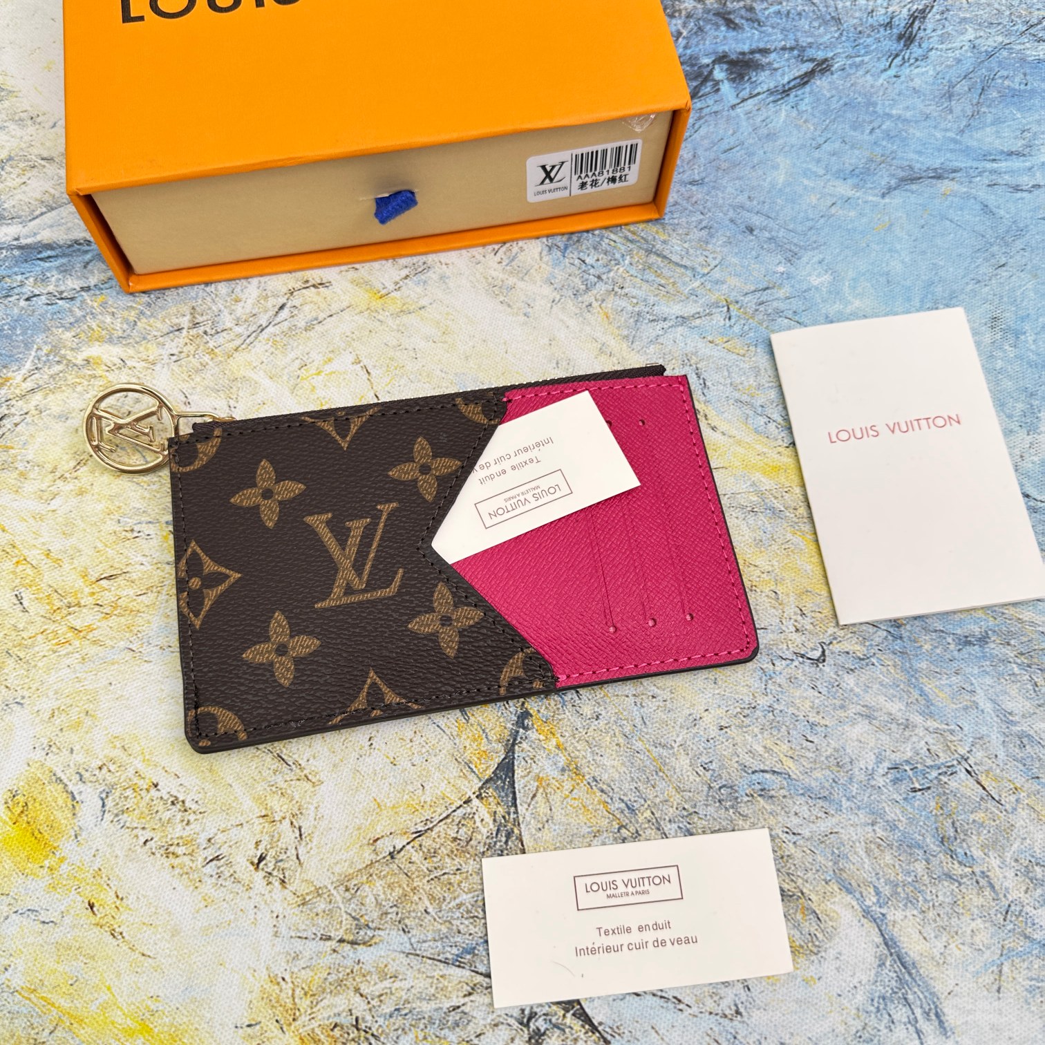 Front view of a genuine leather card holder