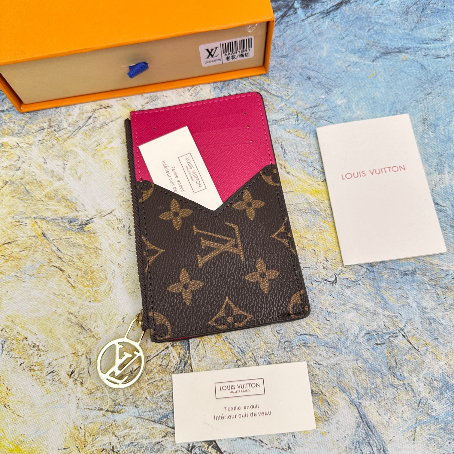 Back view of a genuine leather card holder