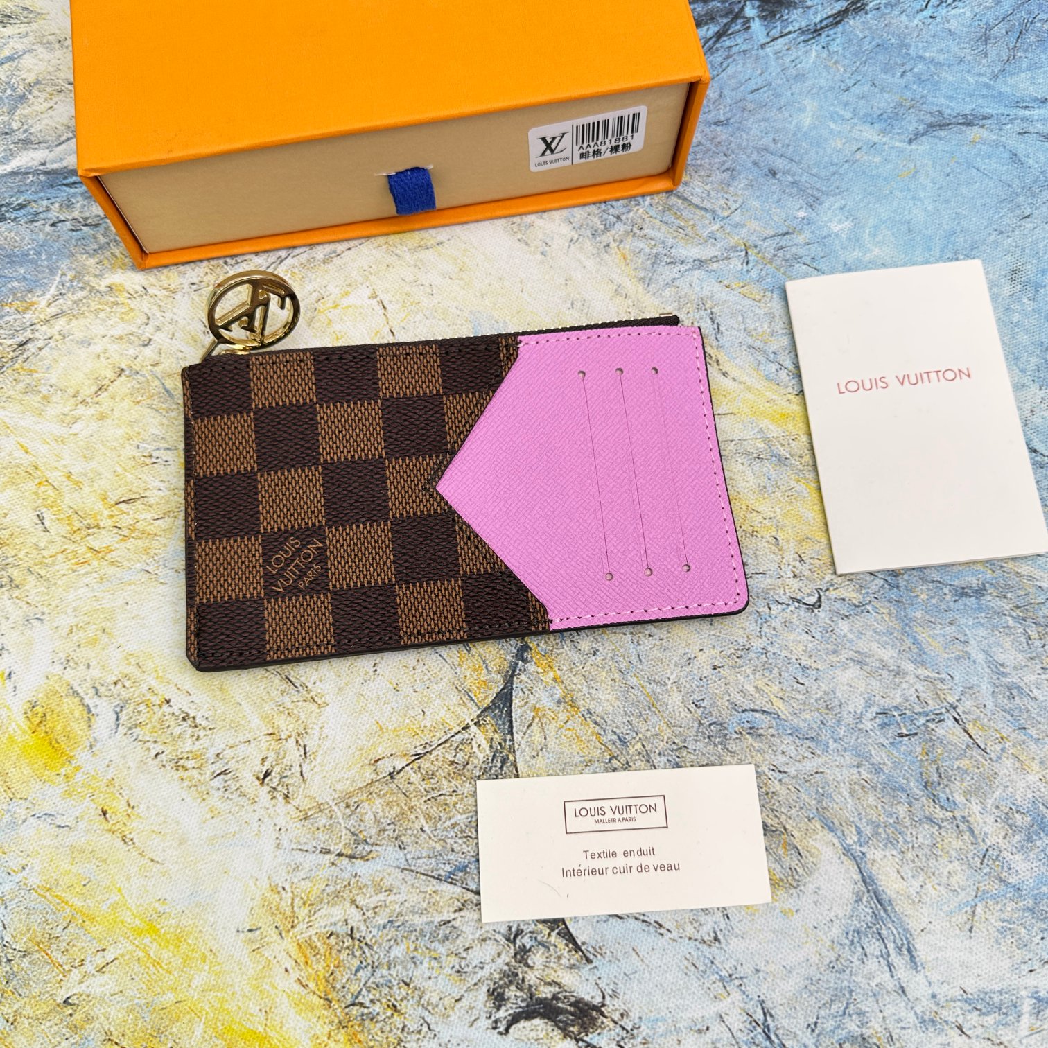 Front view of a premium leather card holder