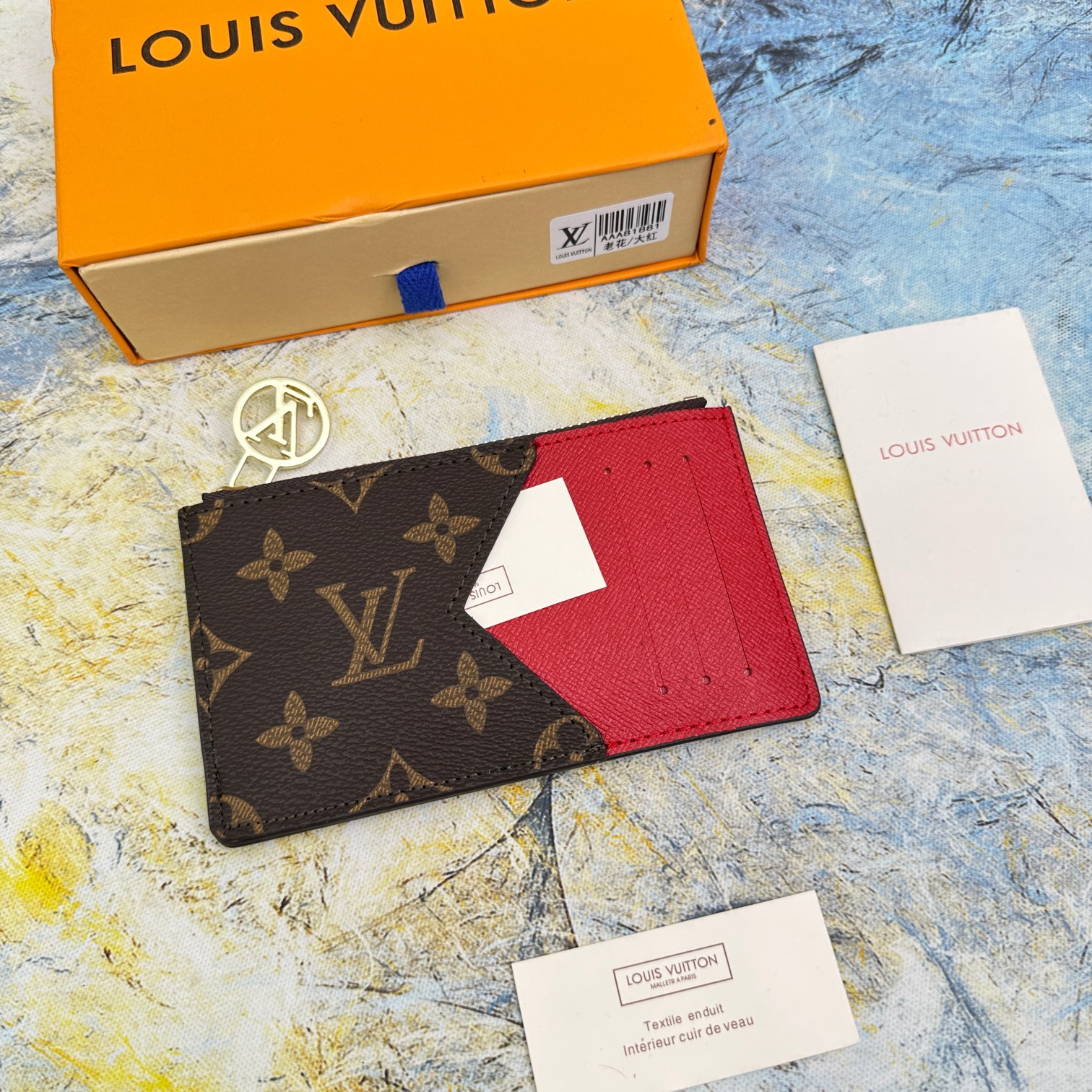 Front view of a luxury leather card holder