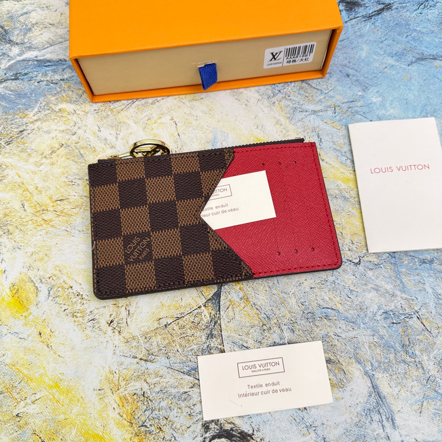 Front view of a luxury leather card holder