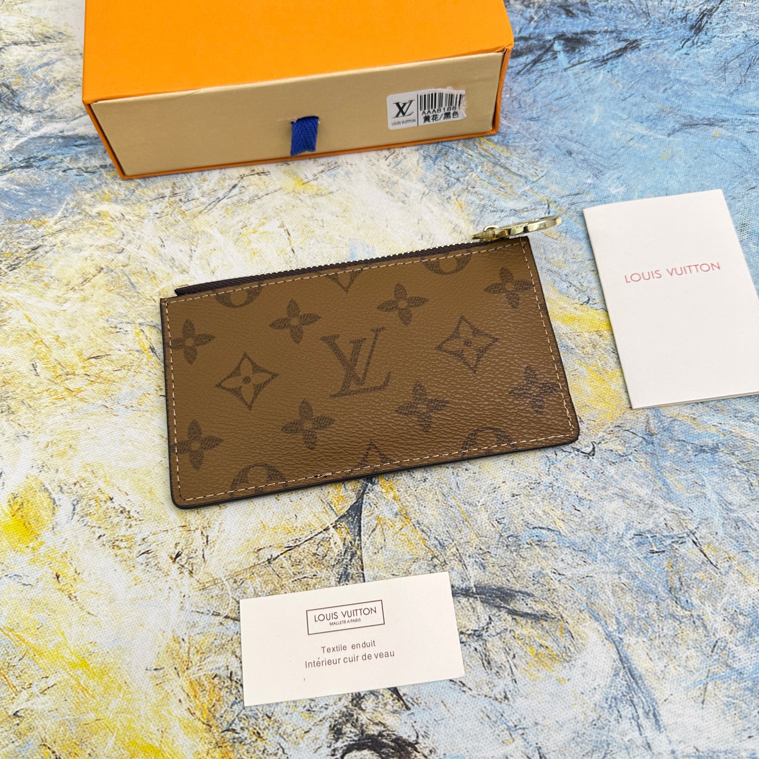 Front view of a luxury leather card holder