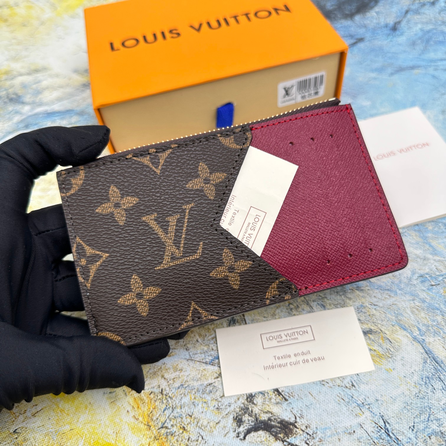 Front view of a luxury leather card holder