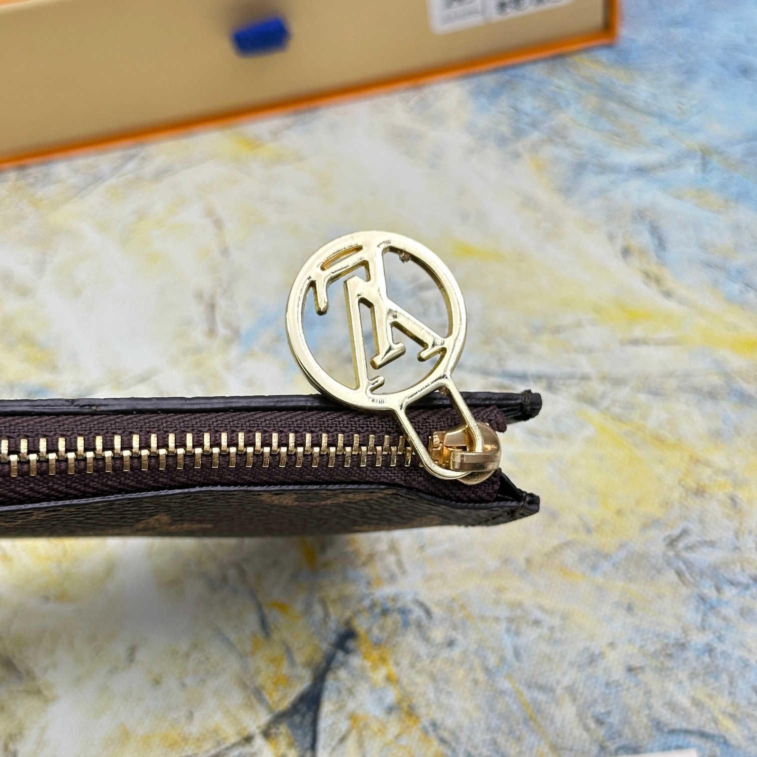 Close up of leather texture of the card holder