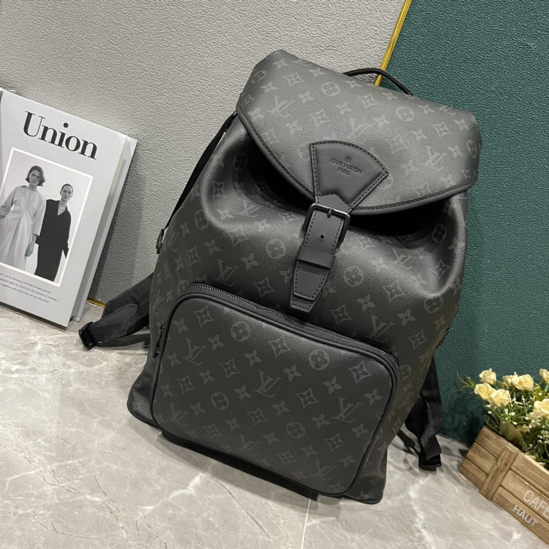 Louis Vuitton LV Montsouris Bags Backpack Black Monogram Eclipse M46683