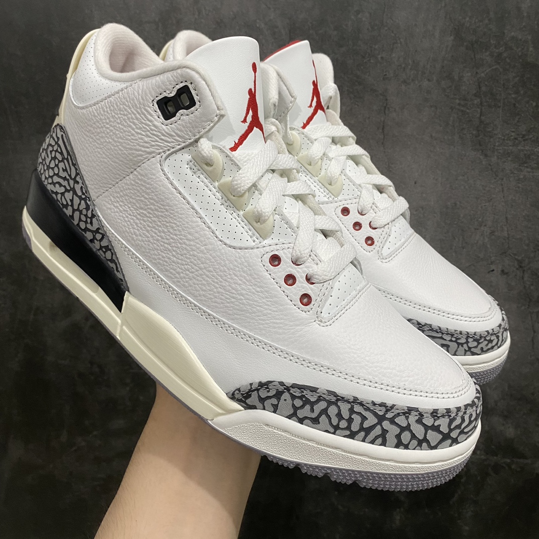 【JS纯原】Air Jordan AJ3 Retro 复古白水泥 DN3707-100n原楦原纸板开发 确保原汁原味原厂皮料质感色泽绝无偏差完美中底拉帮 原厂中底钢印 原档案大底 如假白送 大底纹路气垫通透度PU的回弹性均百分百还原原厂电绣鞋舌飞人刺绣针数立体讲究精细欢迎对比正品原鞋SIZE：40 40.5 41 42 42.5 43 44 44.5 45 46 47.5-莆田鞋批发中心