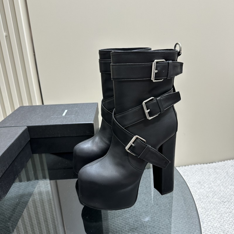 Yves Saint Laurent Short Boots Cowhide Genuine Leather Sheepskin Fall/Winter Collection