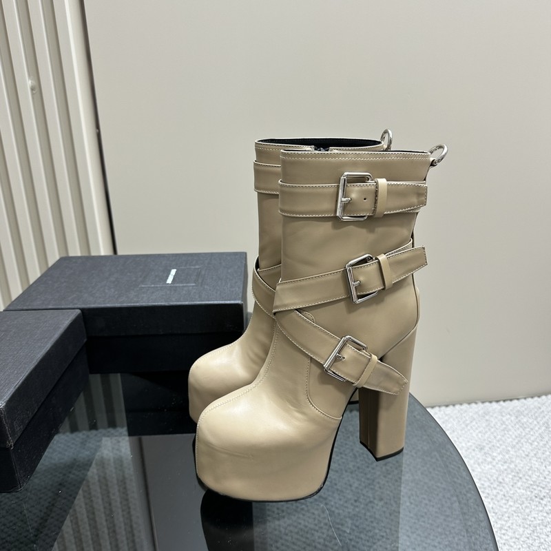 Yves Saint Laurent Short Boots Cowhide Genuine Leather Sheepskin Fall/Winter Collection