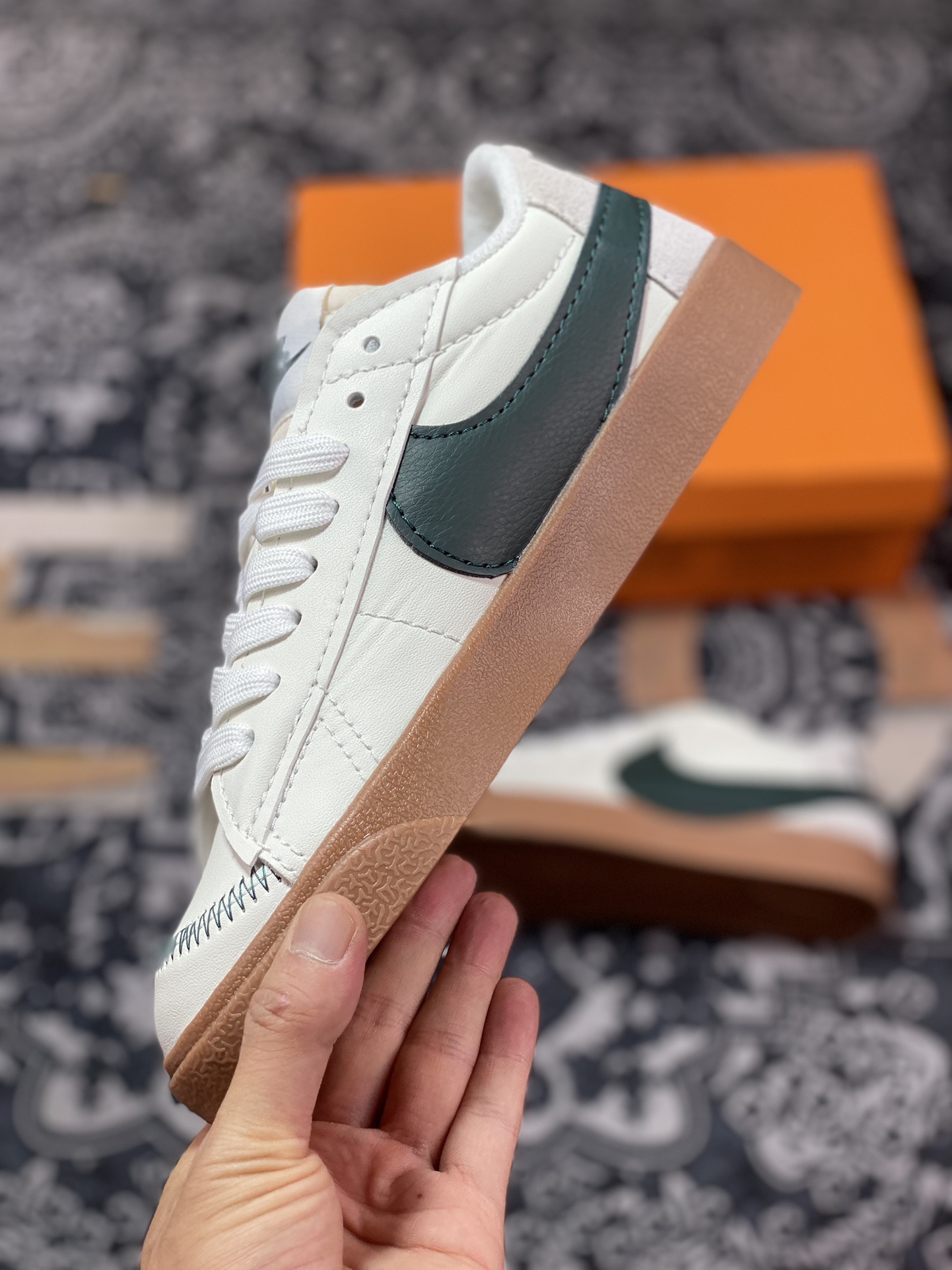 NK Blazer Low'77 Jumbo White Brown Green Classic All-match Low-top Blazer Casual Sports Shoes DR9865-101