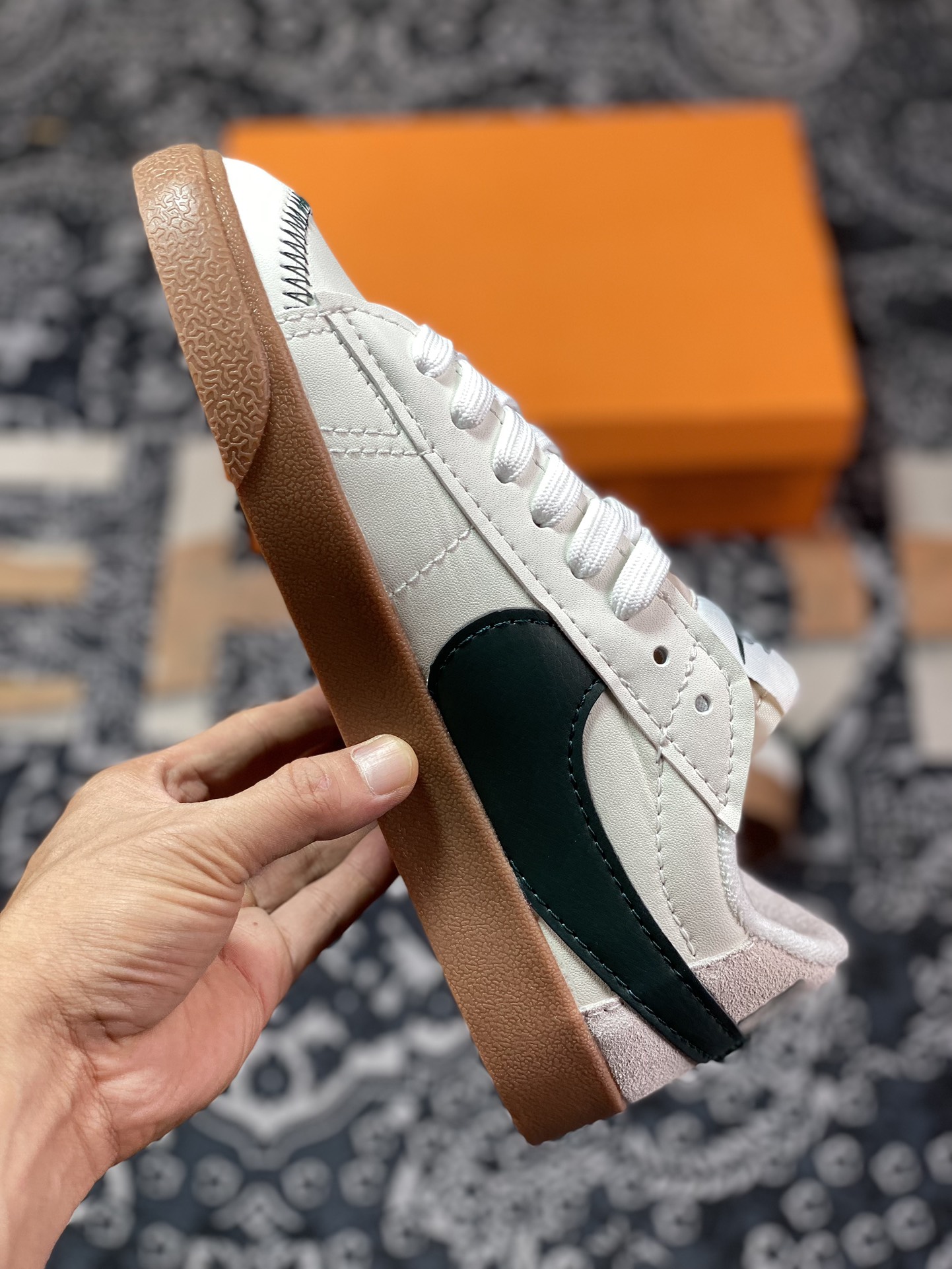 NK Blazer Low'77 Jumbo White Brown Green Classic All-match Low-top Blazer Casual Sports Shoes DR9865-101