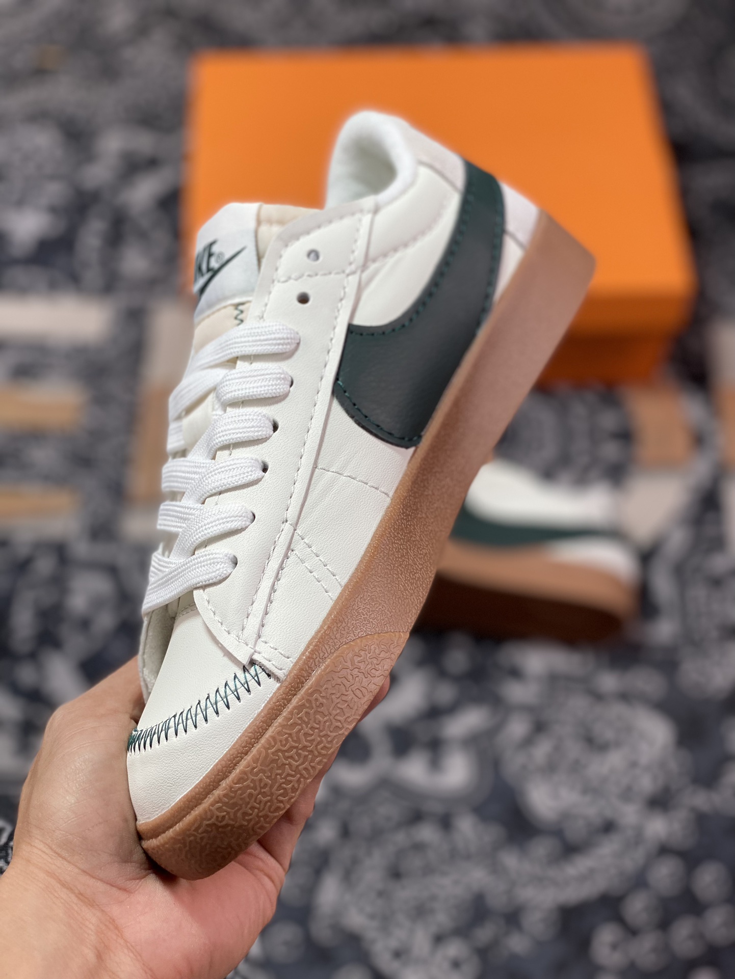 NK Blazer Low'77 Jumbo White Brown Green Classic All-match Low-top Blazer Casual Sports Shoes DR9865-101