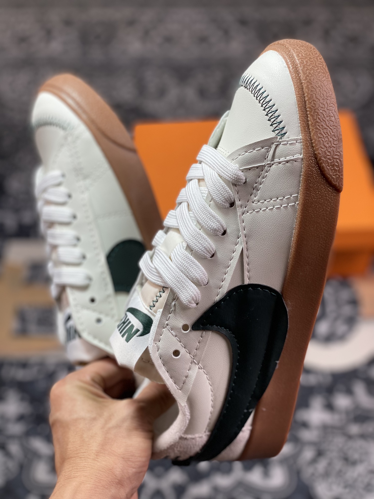 NK Blazer Low'77 Jumbo White Brown Green Classic All-match Low-top Blazer Casual Sports Shoes DR9865-101