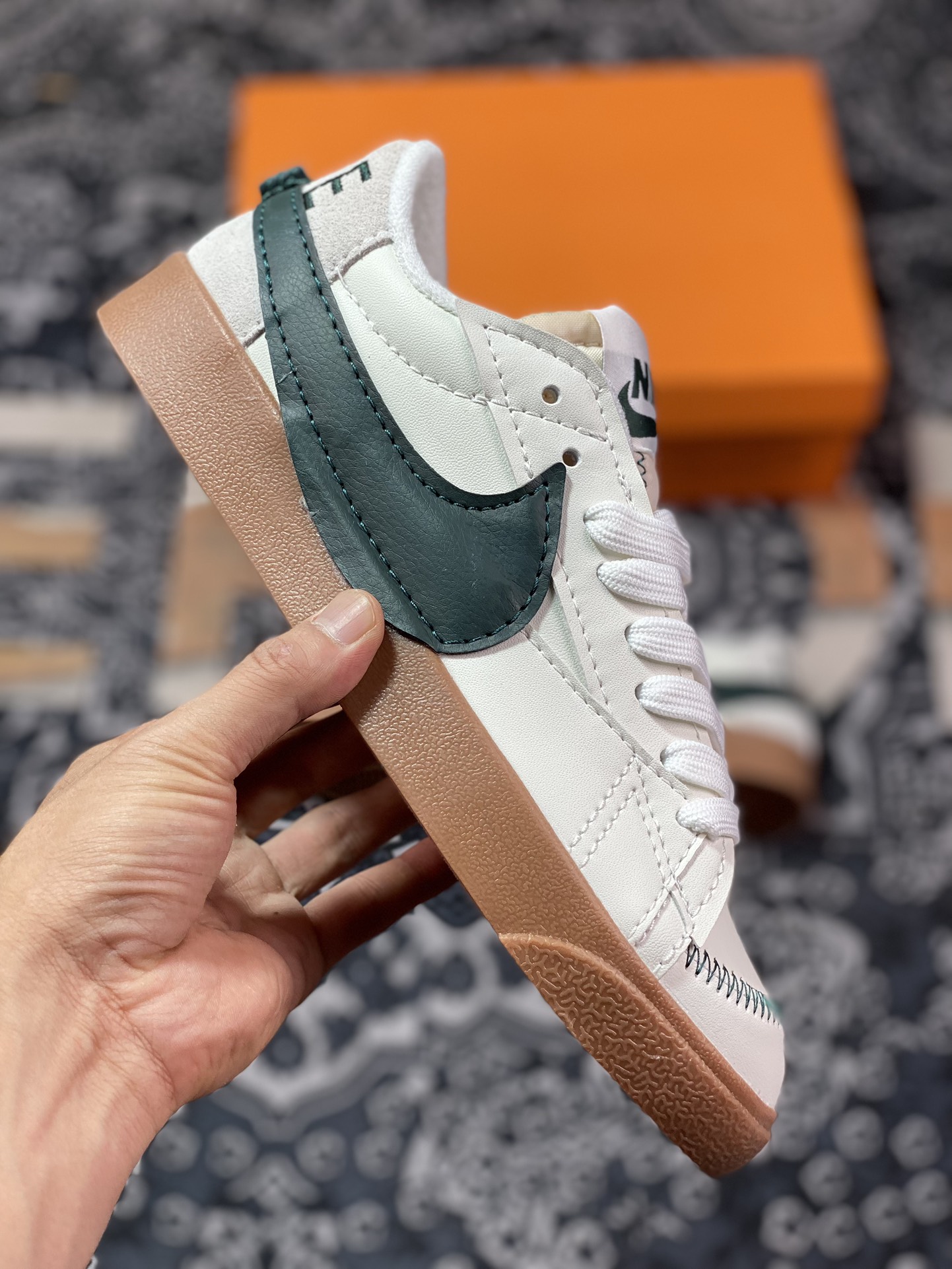 NK Blazer Low'77 Jumbo White Brown Green Classic All-match Low-top Blazer Casual Sports Shoes DR9865-101