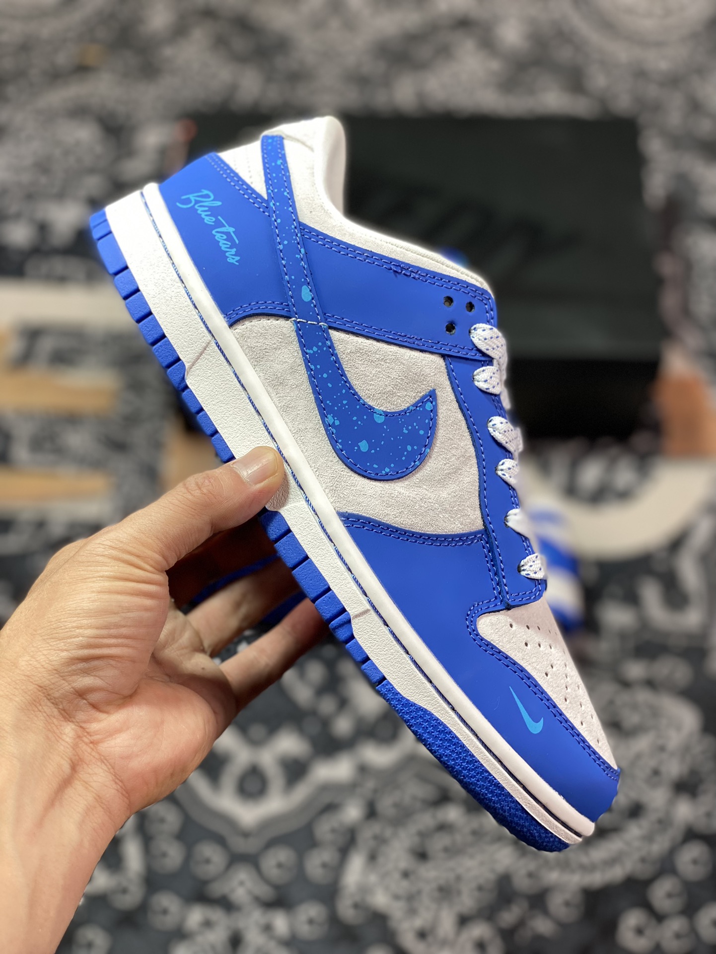 NK Dunk Low Retro ”DIY High-end Customization” Blue Tears Low-top Casual Sports Shoes FC1688-114