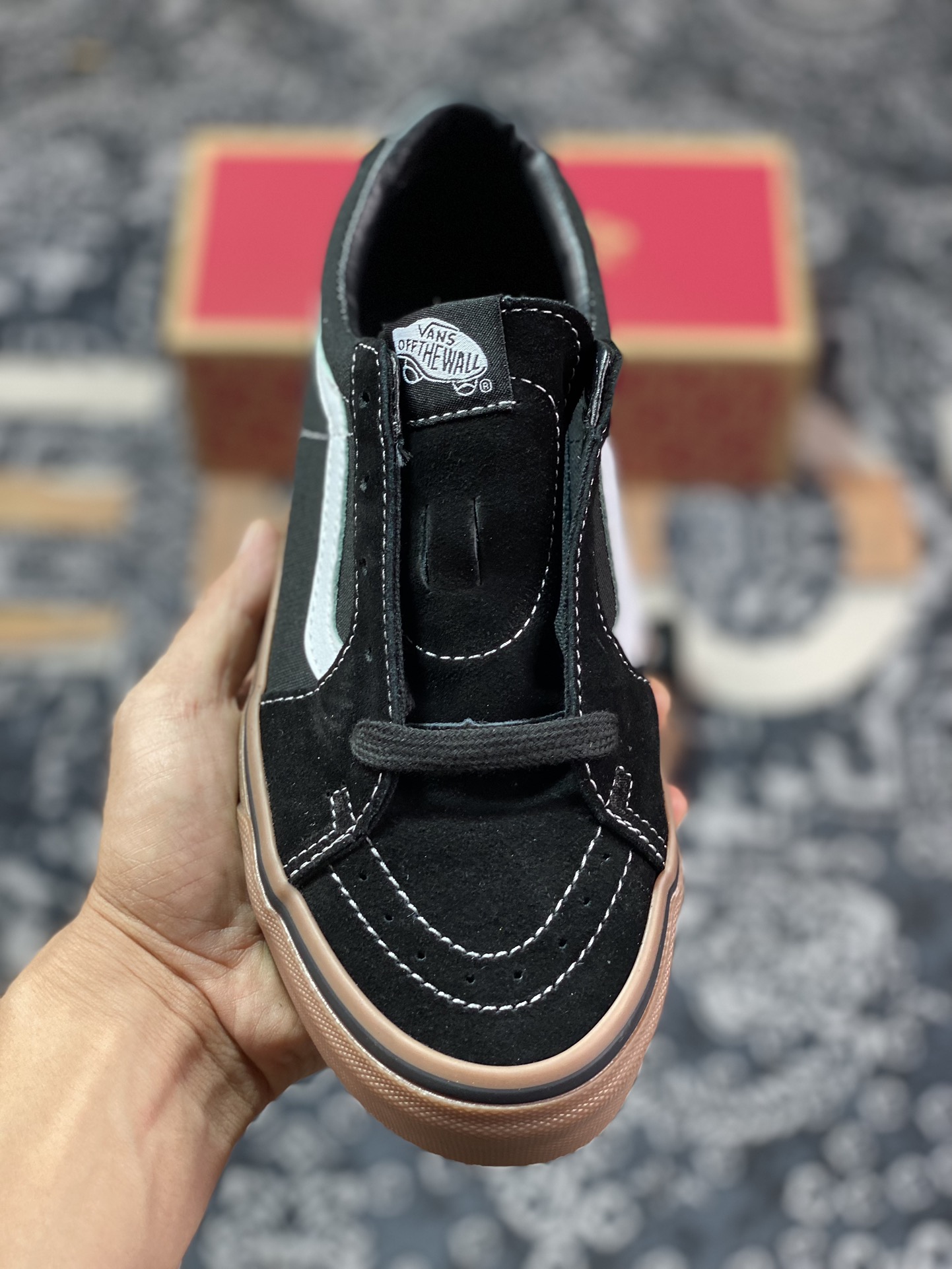 Vans Sk8-Low Black Rubber Vans new black retro street rubber cowhide sole