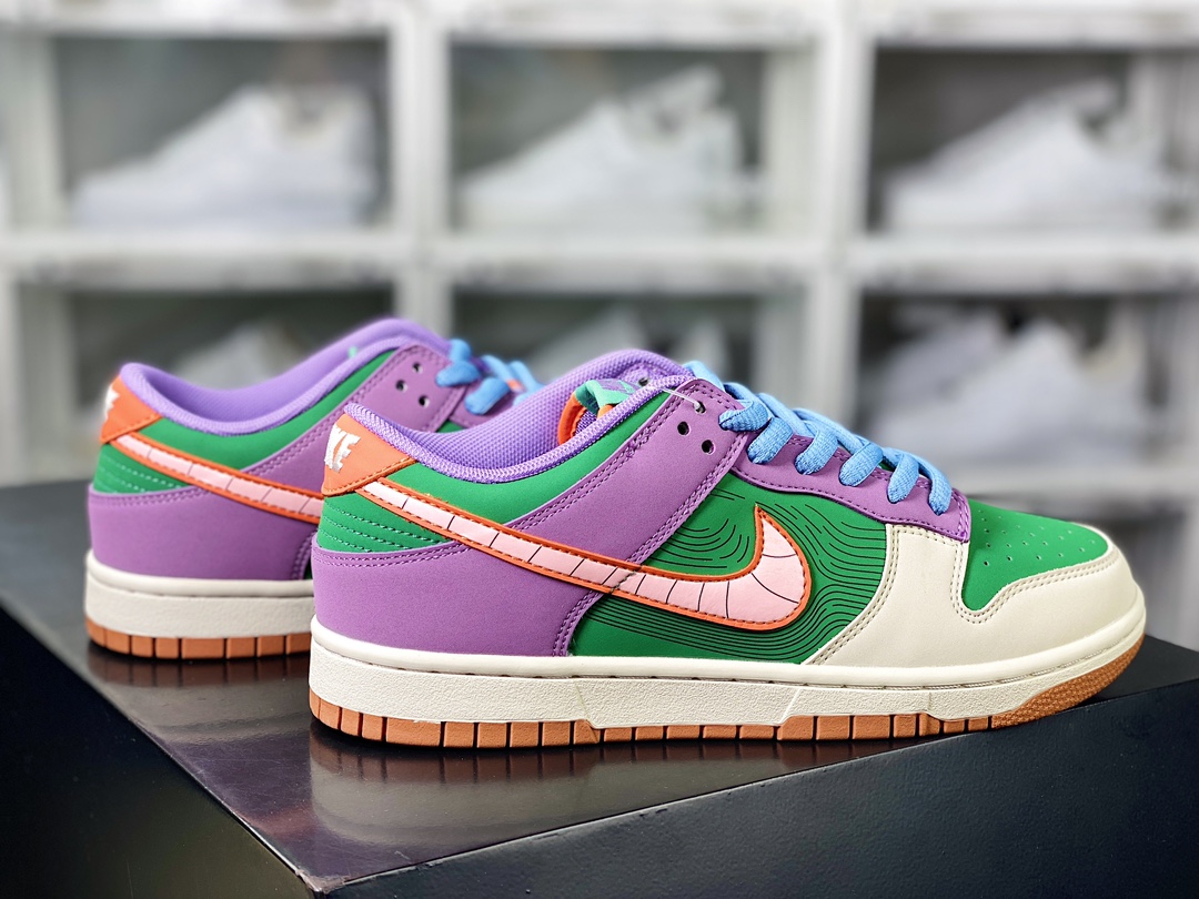 【Nike】SB Dunk Low ”DRAGON BALL” Dunk Series Low-top Casual Sports Skateboard Shoes ”Off-white Green and Purple Piccolo Devil” GP1255-027