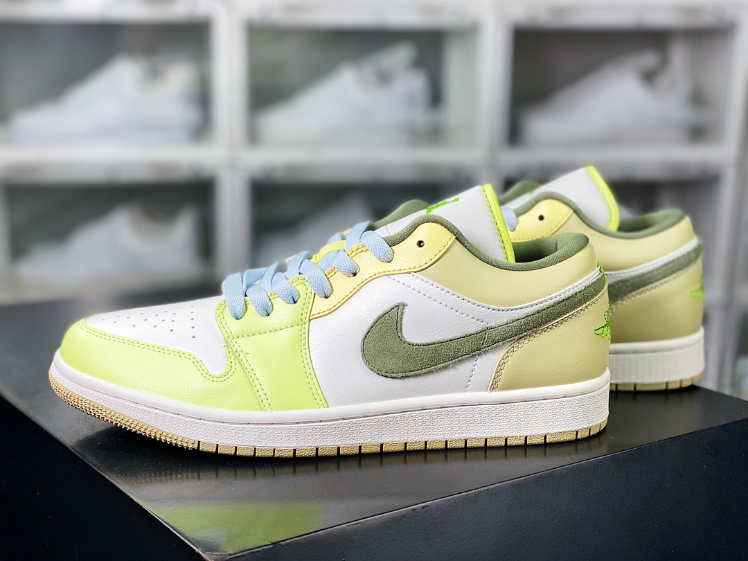 Air Jordan 1 Low SE ”Green/Yellow” AJ1 Jordan generation low-top classic retro culture casual sports basketball shoes ”Green, Yellow and White” FD9906-131