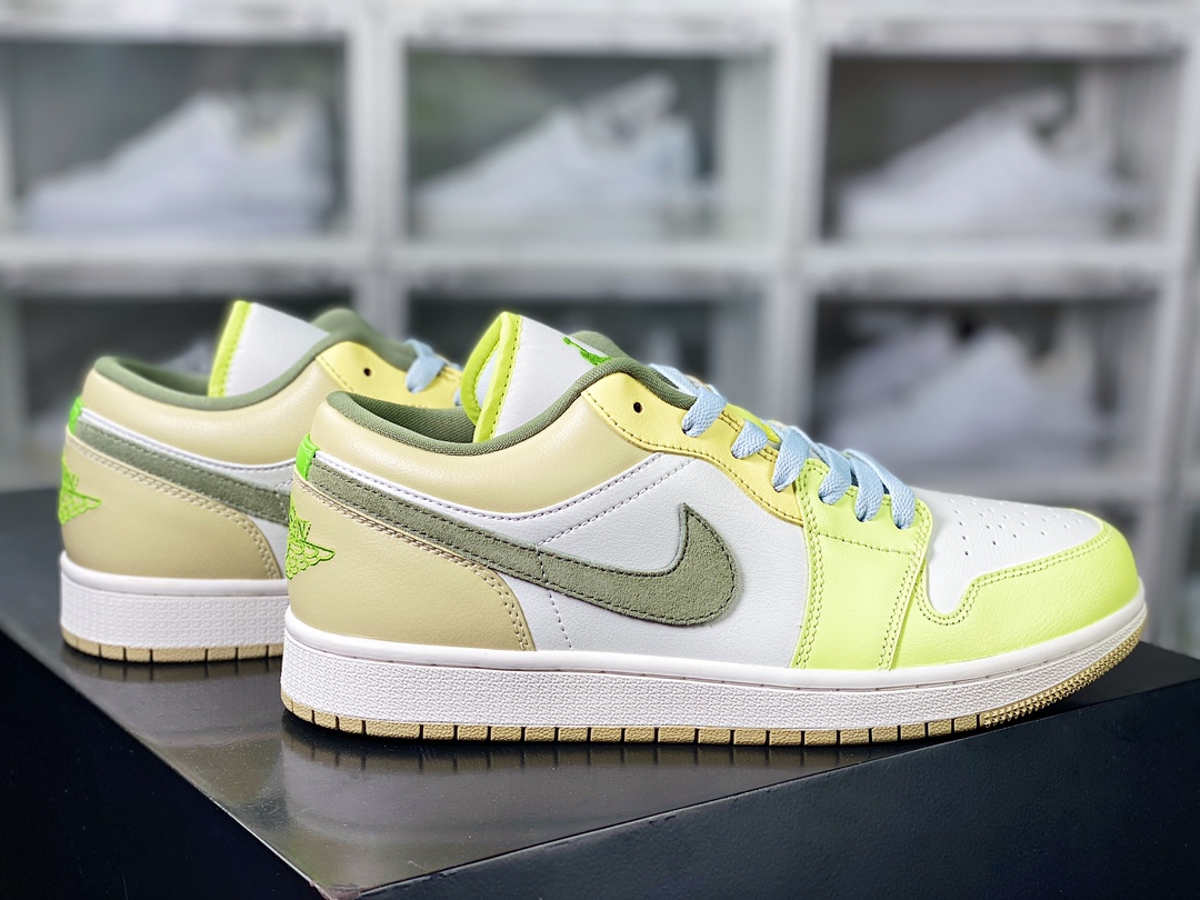 Air Jordan 1 Low SE ”Green/Yellow” AJ1 Jordan generation low-top classic retro culture casual sports basketball shoes ”Green, Yellow and White” FD9906-131