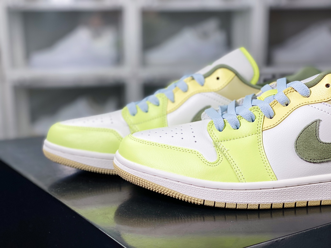 Air Jordan 1 Low SE ”Green/Yellow” AJ1 Jordan generation low-top classic retro culture casual sports basketball shoes ”Green, Yellow and White” FD9906-131