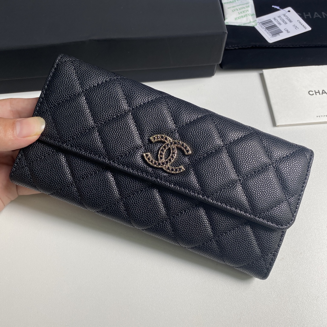 Chanel 2023新品长夹盖头钱包到货19cm