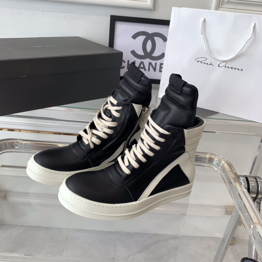 Top Edition RicK OWENS Lovers’ Recreational Shoes: Classic Continuation with Imported Cow-Skin, TPU Base