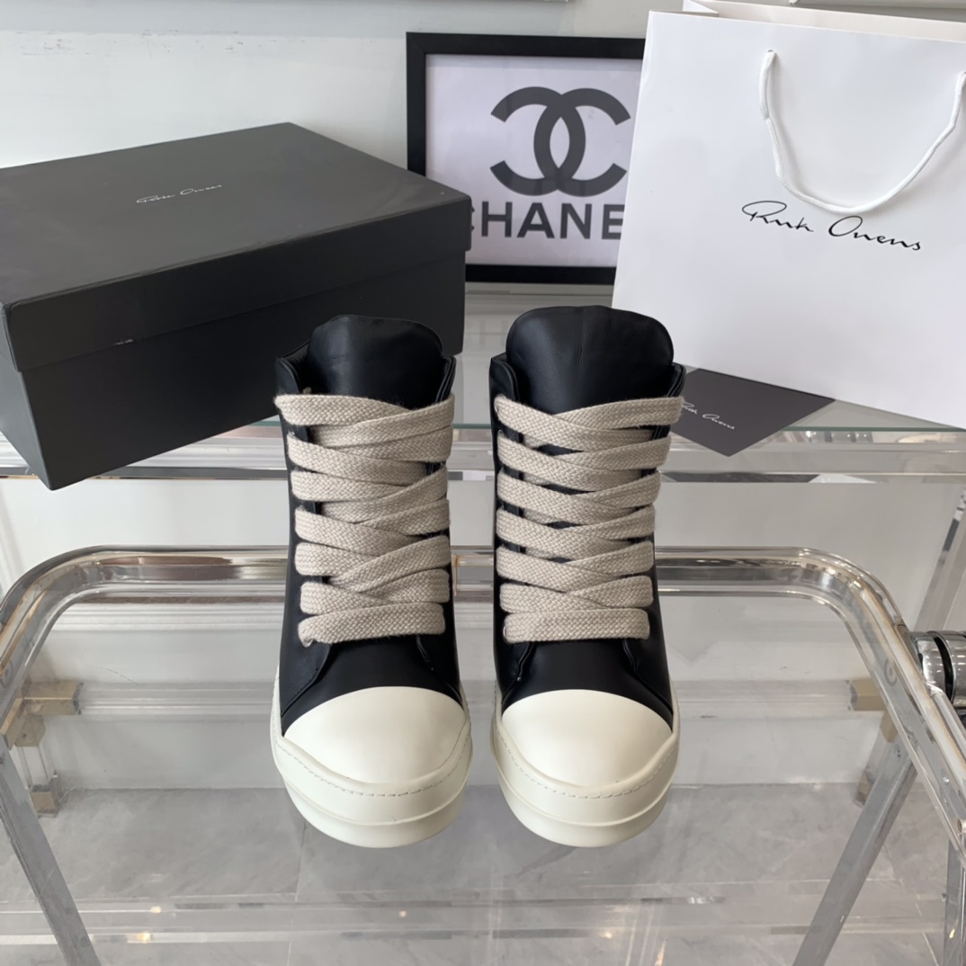 RicK OWENS Lovers’ Recreational Shoes: Top Edition with Imported Cowskin and TPU Bottom - 图片 5