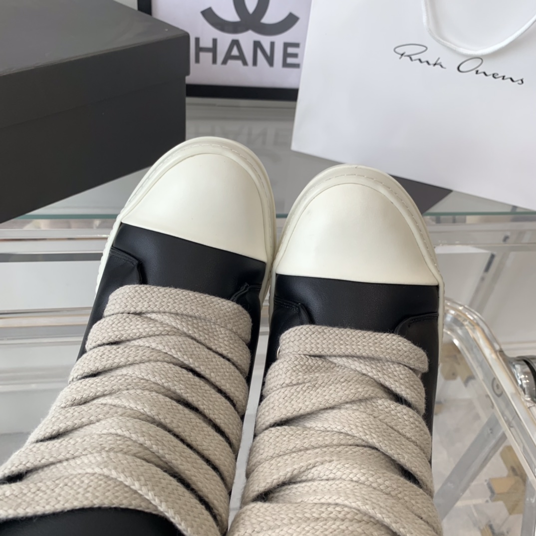 RicK OWENS Lovers’ Recreational Shoes: Top Edition with Imported Cowskin and TPU Bottom - 图片 6