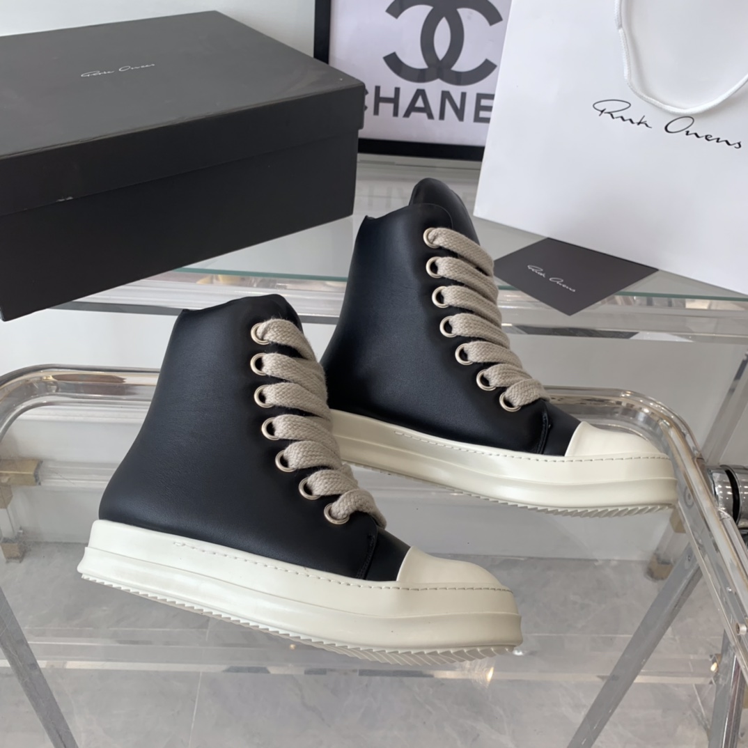 RicK OWENS Lovers’ Recreational Shoes: Top Edition with Imported Cowskin and TPU Bottom - 图片 4