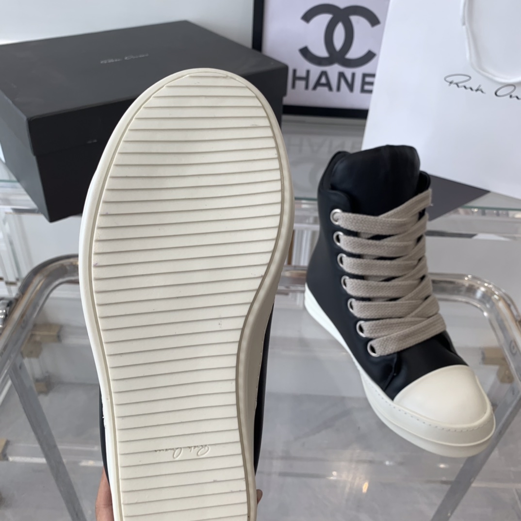 RicK OWENS Lovers’ Recreational Shoes: Top Edition with Imported Cowskin and TPU Bottom - 图片 9