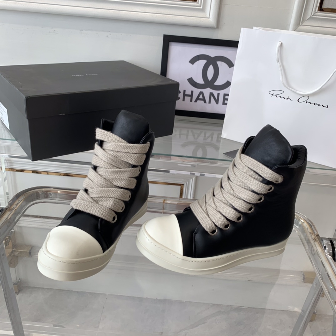 RicK OWENS Lovers’ Recreational Shoes: Top Edition with Imported Cowskin and TPU Bottom - 图片 8