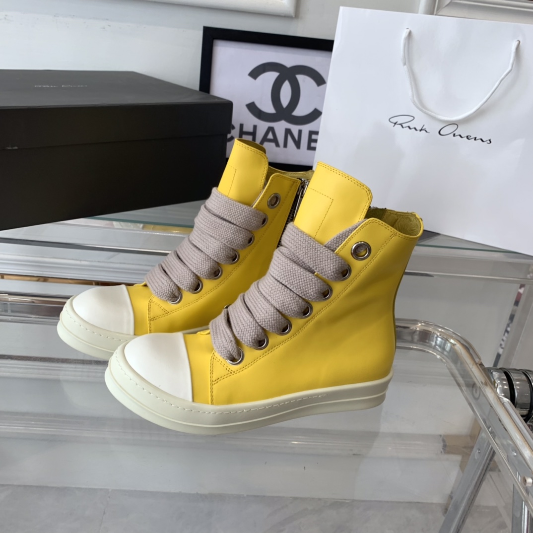 RicK OWENS Lovers’ Recreational Shoes: Top Edition, Imported Cowskin, Original TPU Bottom