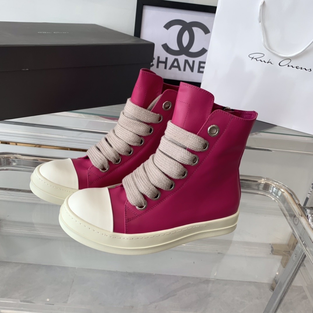“Rick Owens Lovers’ Recreational Shoes: Top Edition, Classical Style, Imported Cowskin, TPU Sole” - 图片 1