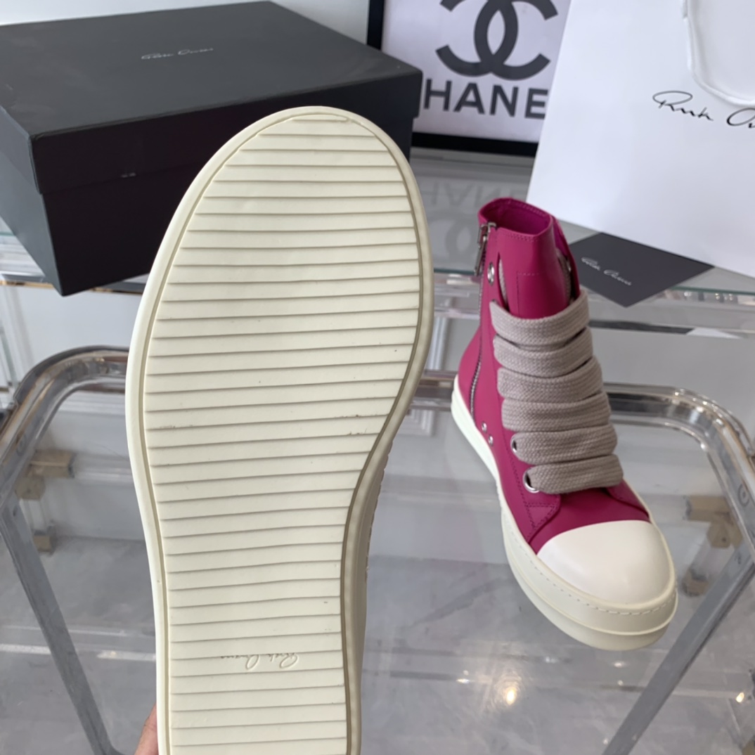 “Rick Owens Lovers’ Recreational Shoes: Top Edition, Classical Style, Imported Cowskin, TPU Sole” - 图片 9
