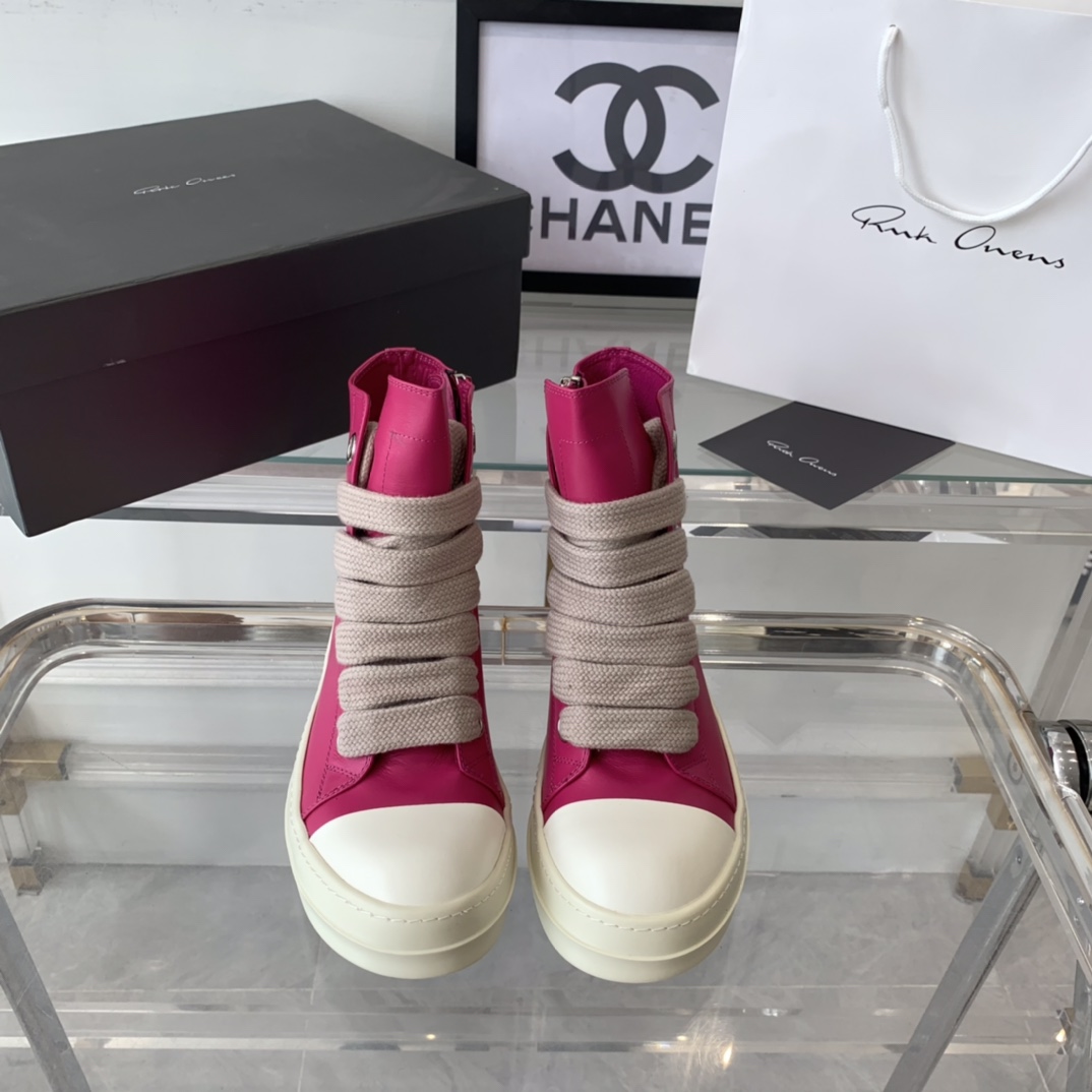 “Rick Owens Lovers’ Recreational Shoes: Top Edition, Classical Style, Imported Cowskin, TPU Sole” - 图片 5