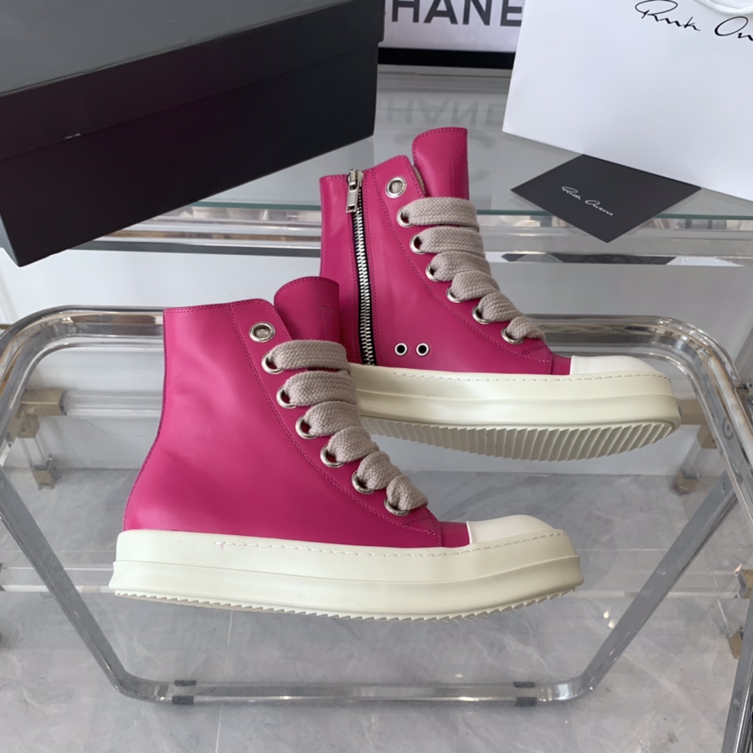 “Rick Owens Lovers’ Recreational Shoes: Top Edition, Classical Style, Imported Cowskin, TPU Sole” - 图片 4