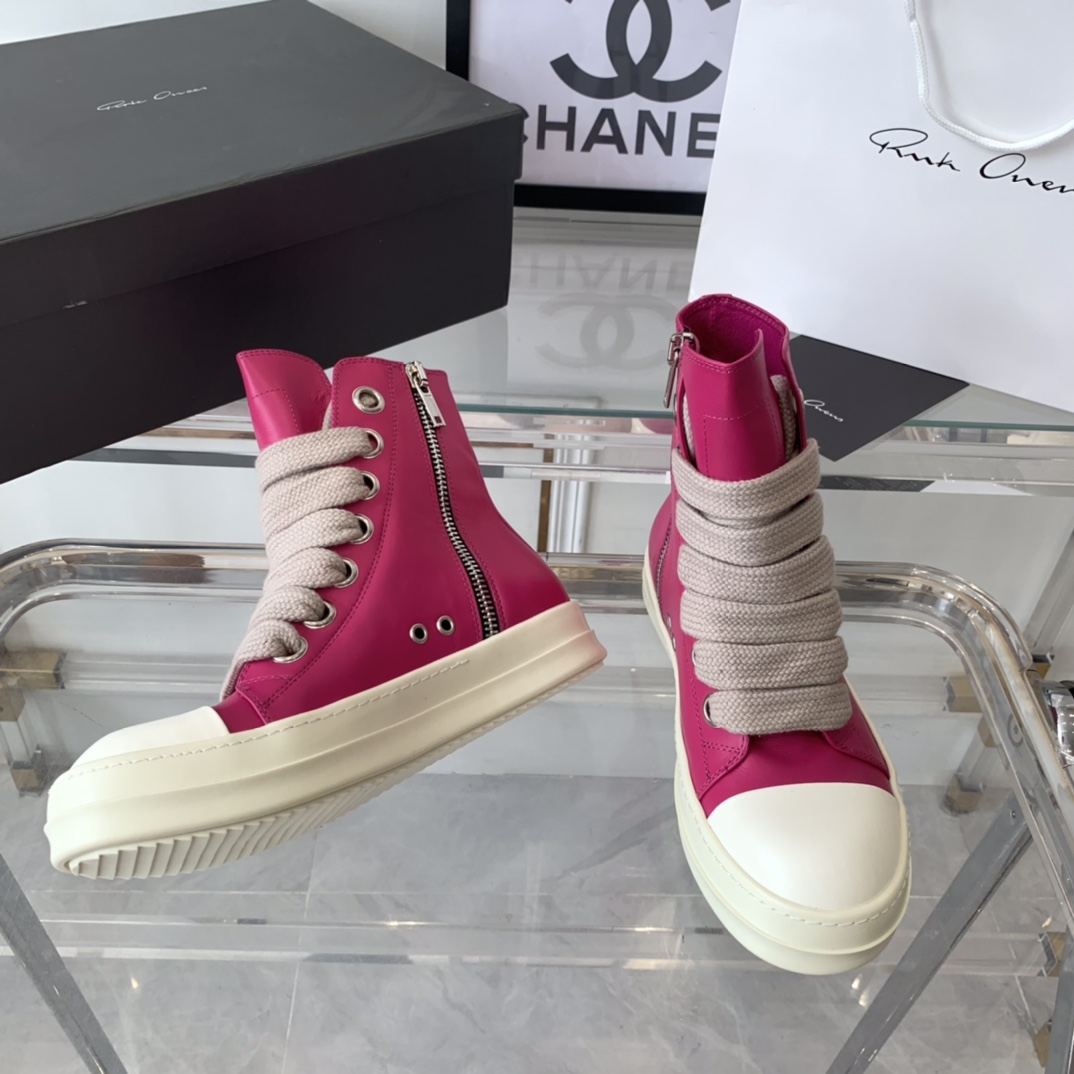 “Rick Owens Lovers’ Recreational Shoes: Top Edition, Classical Style, Imported Cowskin, TPU Sole” - 图片 3