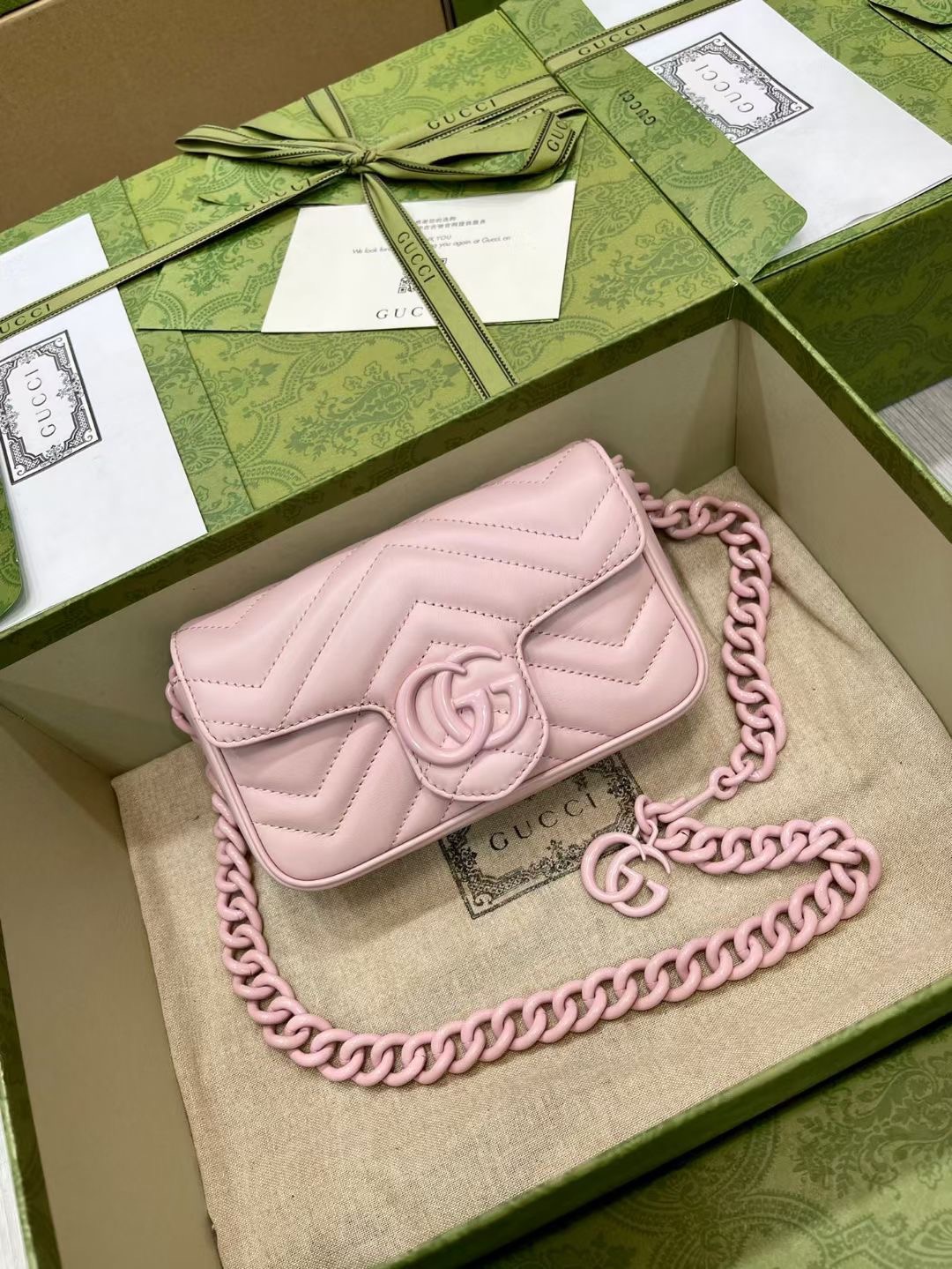 GUCCI поясная сумка на цепочке с логотипом Double G, черный металл