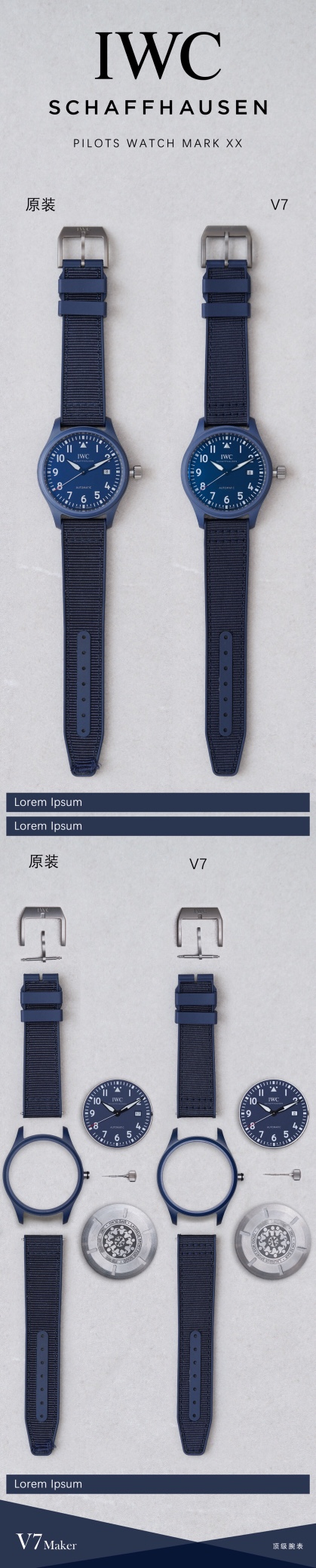 NO:144003,There is a touch of blue, belonging to Mark. Born to be subversive and unrestrained. The new product of Mark's benchmark V7 factory Dingfeng, the special edition watch 