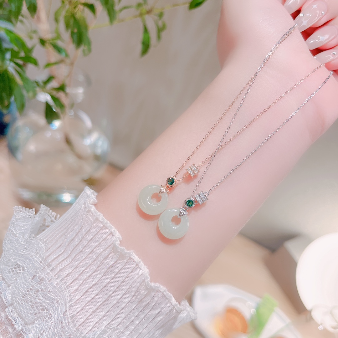 925 Silver Hetian Jade Necklace Ethereal Date Night Silver