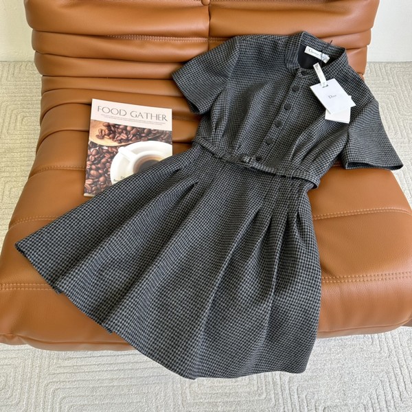 2023 Replica Dior Clothing Dresses Black Grey Splicing Fall/Winter Collection