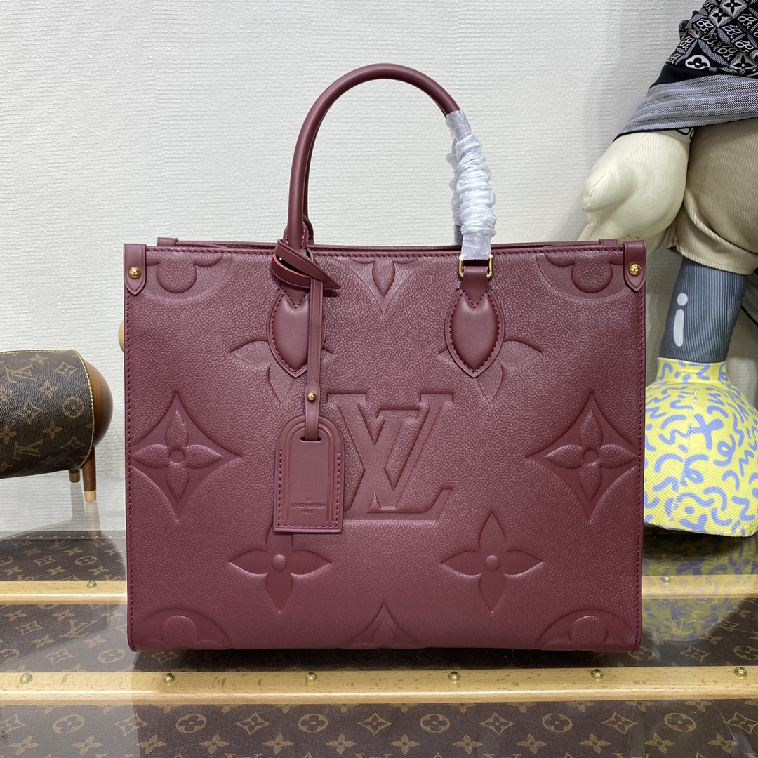 Louis Vuitton LV Onthego Tote Bags Beige Black Brown Burgundy Grey Red White Yellow Cowhide M45595