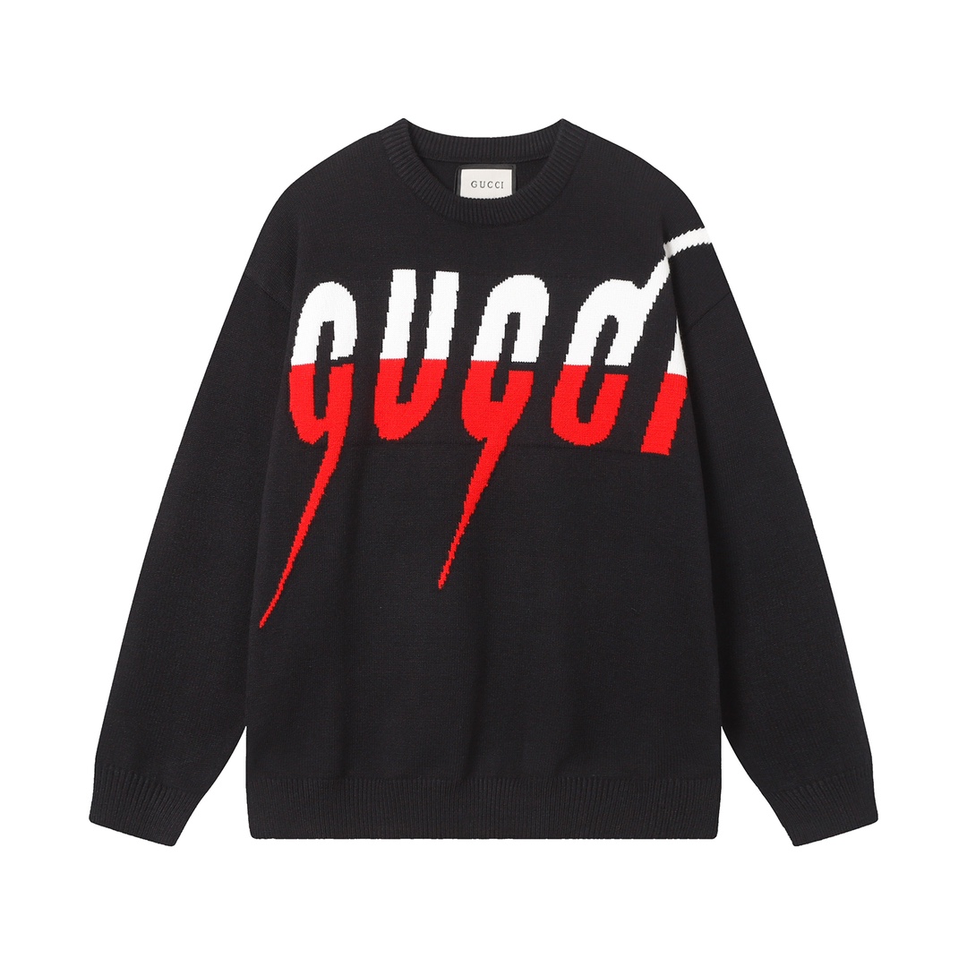 Gucci Clothing Knit Sweater Sweatshirts Black Weave Unisex Knitting Wool