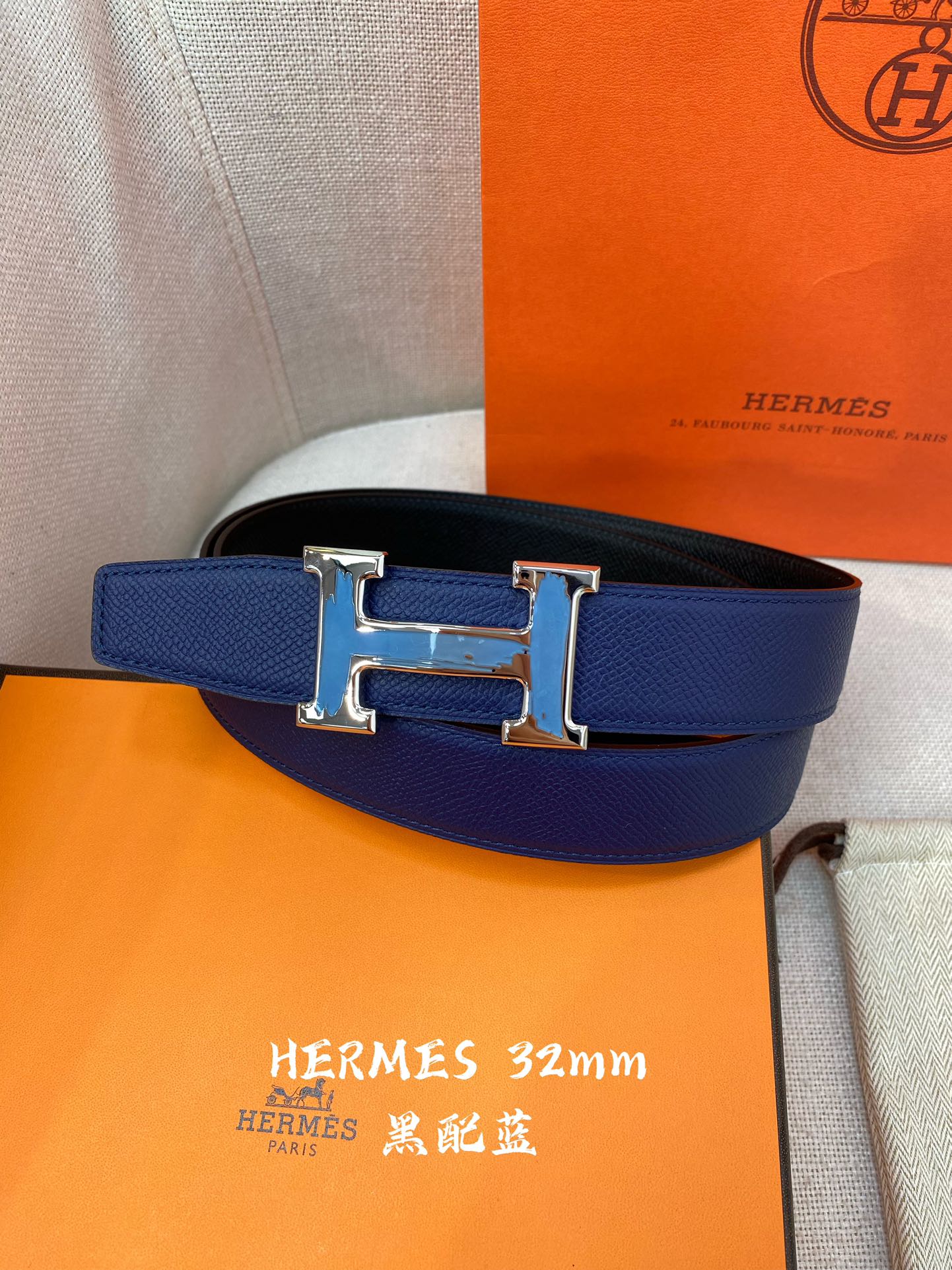 Hermes-32MM爱马仕专柜同步进epsom双面小牛皮精钢精品五金双面可用