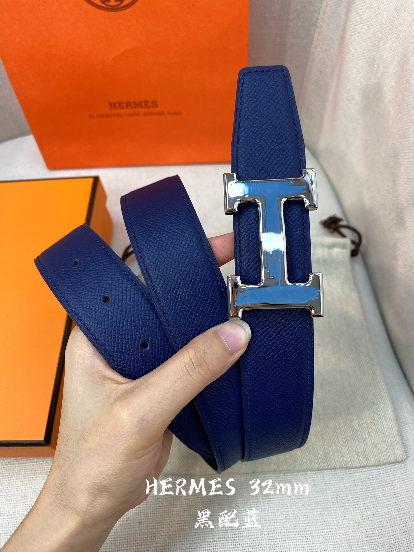Hermes-32MM爱马仕专柜同步进epsom双面小牛皮精钢精品五金双面可用
