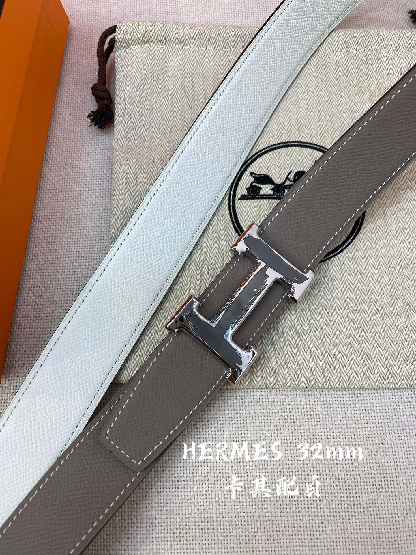Hermes-32MM爱马仕专柜同步进epsom双面小牛皮精钢精品五金双面可用
