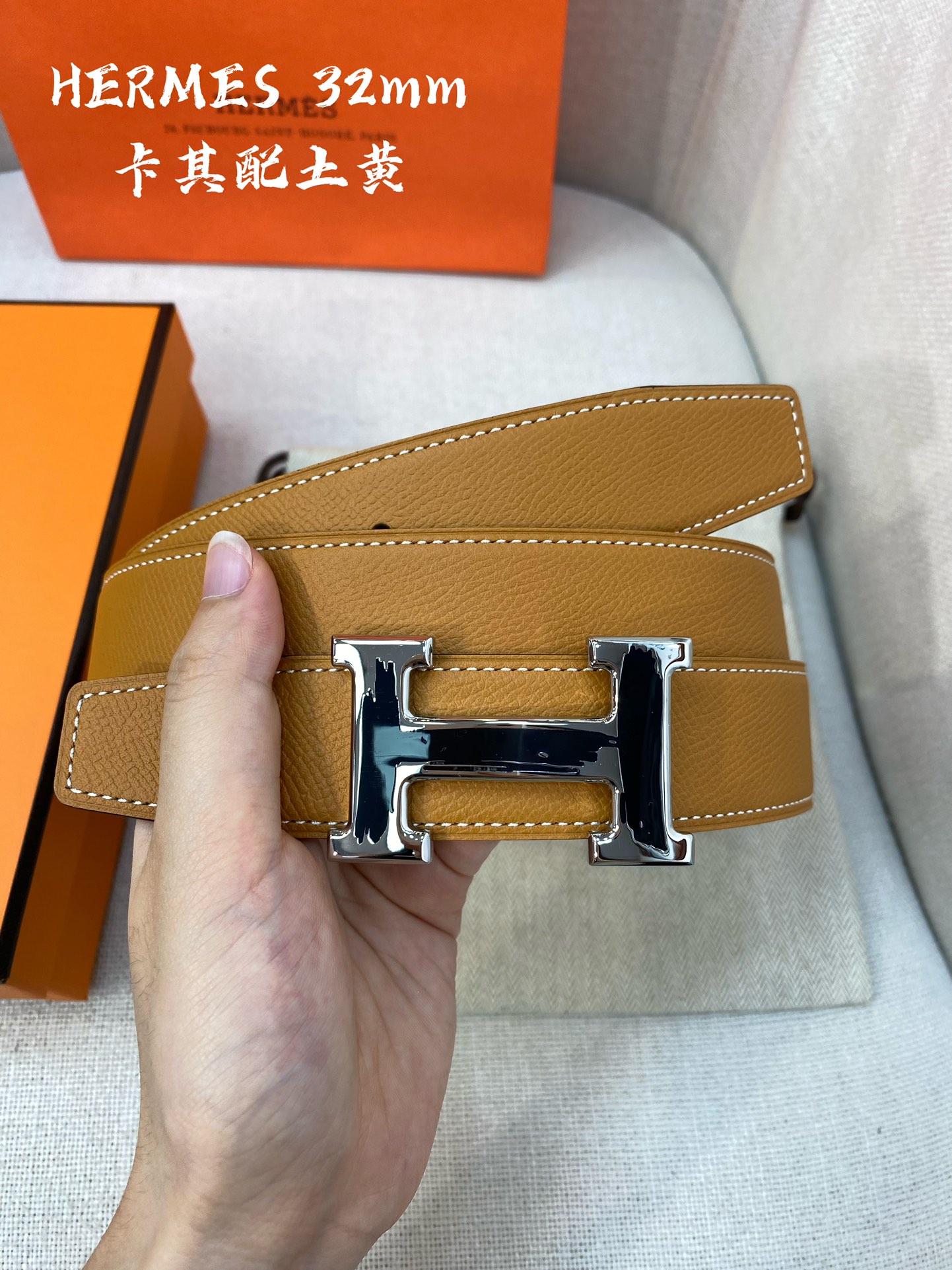 Hermes-32MM爱马仕专柜同步进epsom双面小牛皮精钢精品五金双面可用