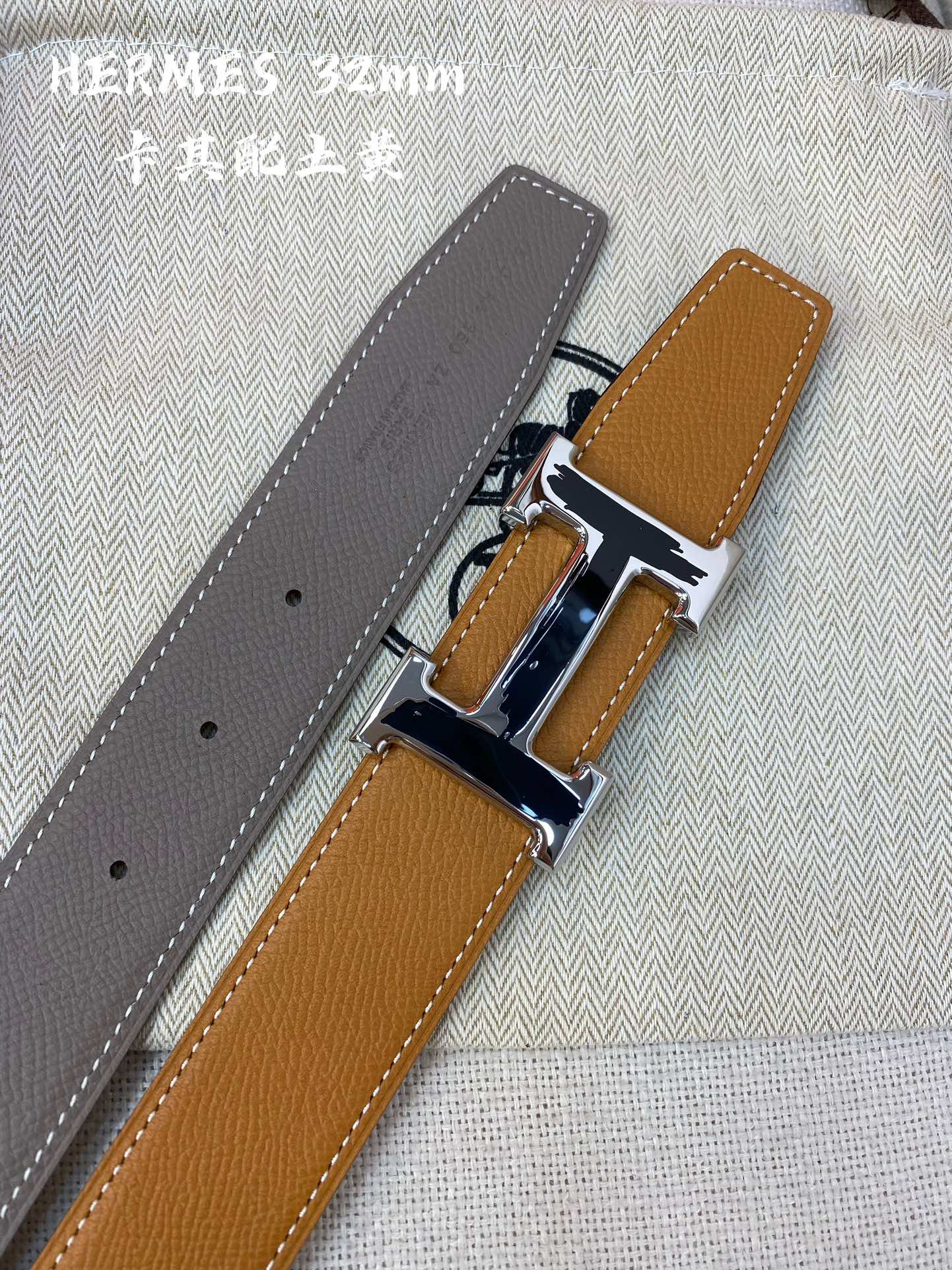 Hermes-32MM爱马仕专柜同步进epsom双面小牛皮精钢精品五金双面可用