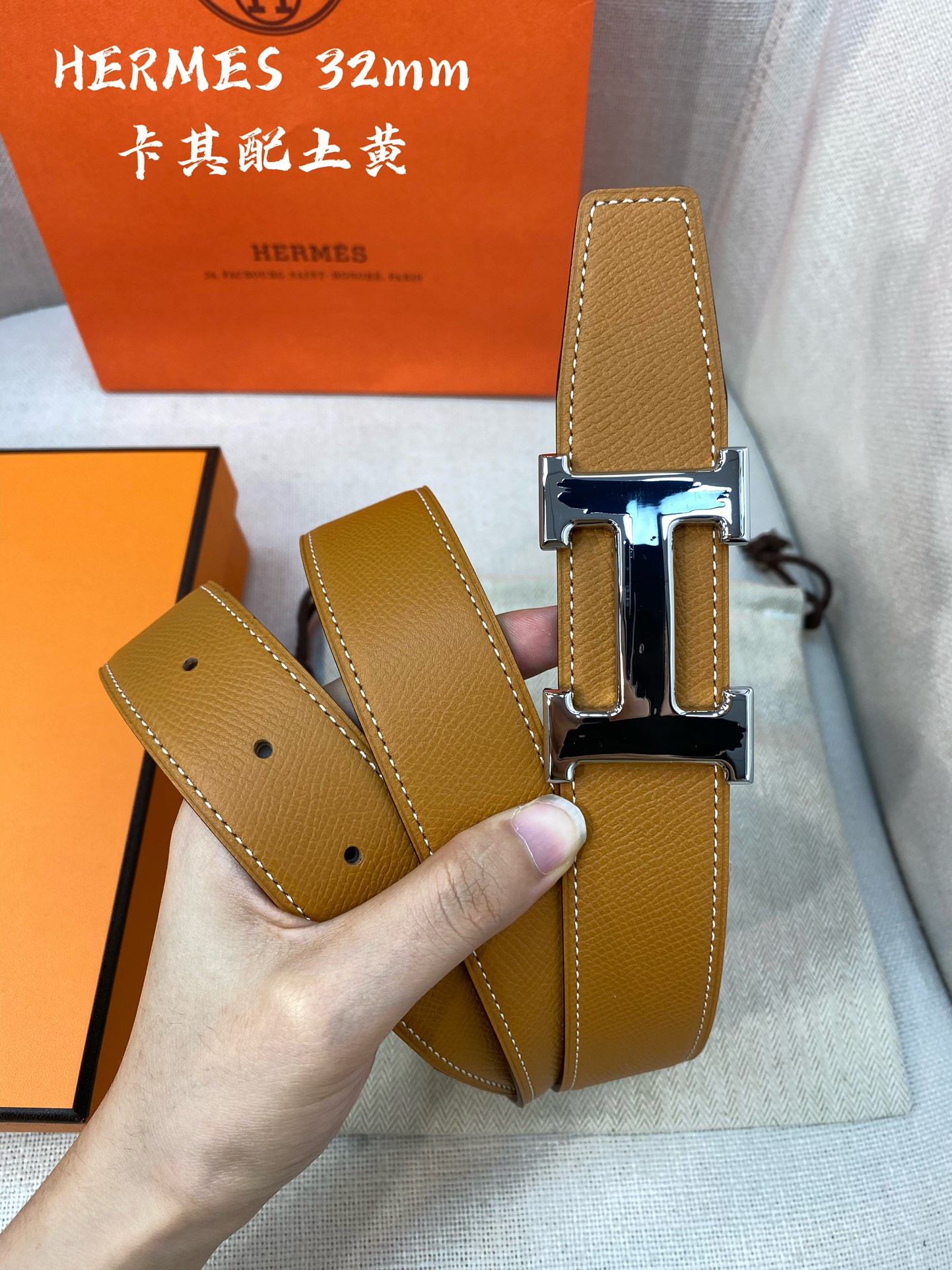 Hermes-32MM爱马仕专柜同步进epsom双面小牛皮精钢精品五金双面可用