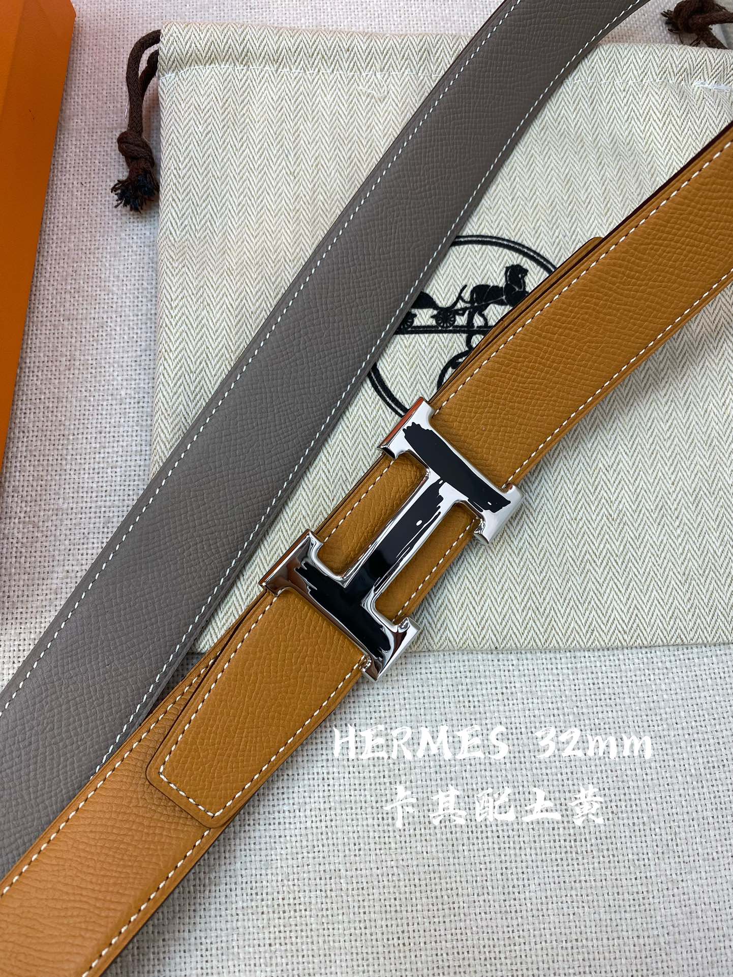 Hermes-32MM爱马仕专柜同步进epsom双面小牛皮精钢精品五金双面可用